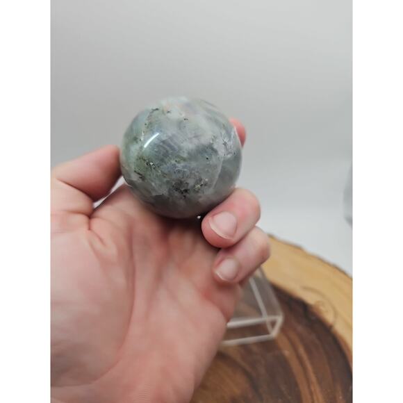 Rainbow Labradorite Sphere .45lb 53mm W/Dragon Stand - Picture 10 of 12